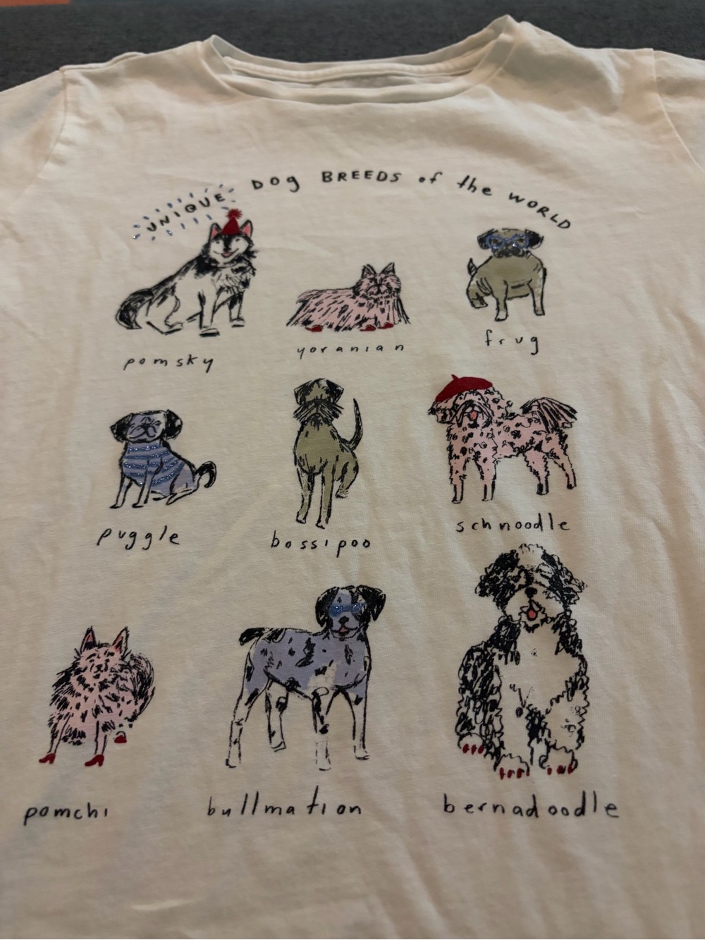Crewcuts White Dog Breeds Graphic Tee with Multi-Color Illustration